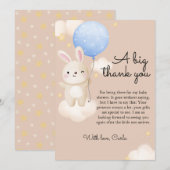 Jongensballon Schattige Bruin KonijnenBaby shower Bedankkaart (Voorkant / Achterkant)