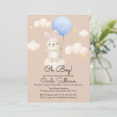 Jongensballon Schattige Bruin KonijnenBaby shower Kaart (Staand voorkant)