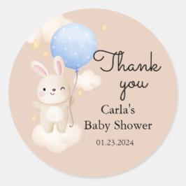 Jongensballon Schattige Bruin KonijnenBaby shower Ronde Sticker