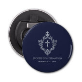 Jongensbevestiging begunstigt Navy Blue  Crest Button Flesopener (Voorkant)