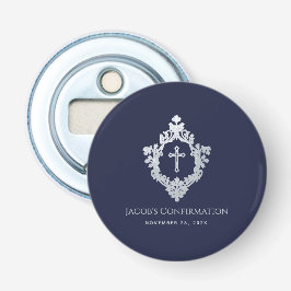 Jongensbevestiging begunstigt Navy Blue  Crest Button Flesopener