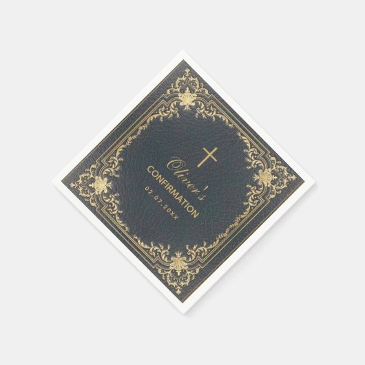 Jongensbevestiging Blauw Elegante  Kalligrafie Servet (Hoek)