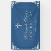 Jongensbevestiging Classic Blauw Faux Silver Spandoek (Verticaal)