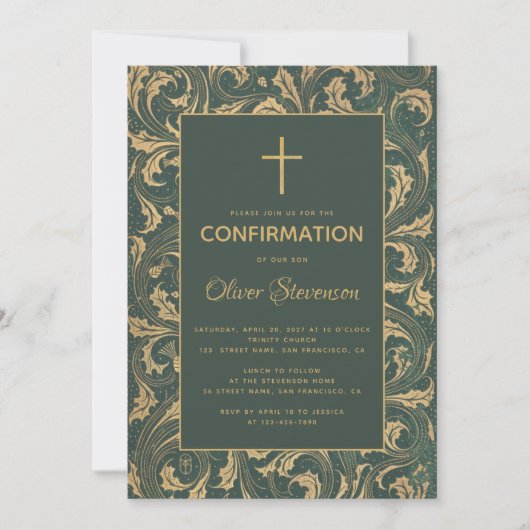 Jongensbevestiging Gold Cross Green  Thistle Kaart (Voorkant)