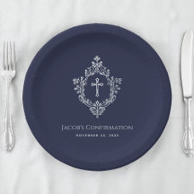 Jongensbevestiging Navy Blue  Cross in Crest
