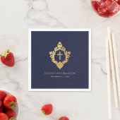 Jongensbevestiging Navy Blue  Faux Gold Crest Servet (Insitu)