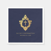Jongensbevestiging Navy Blue  Faux Gold Crest Servet (Voorkant)