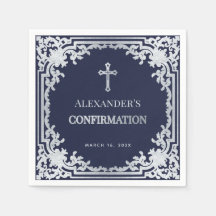 Jongensbevestiging Navy Blue  Faux Silver