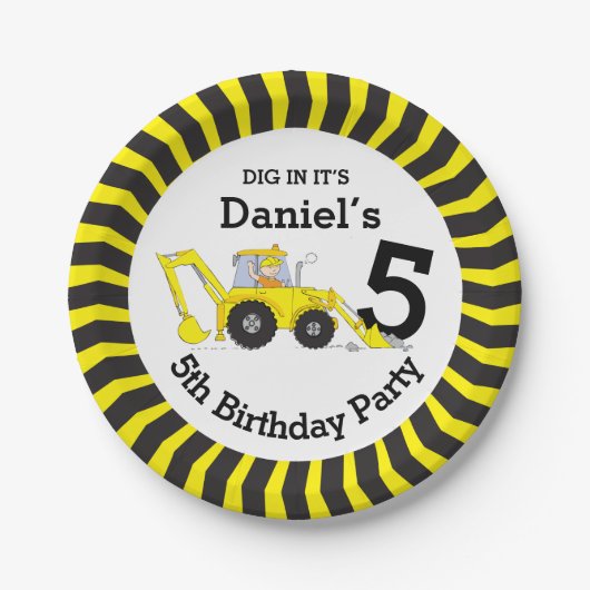 Jongensbouw 5e verjaardag aangepast bord (Voorkant)