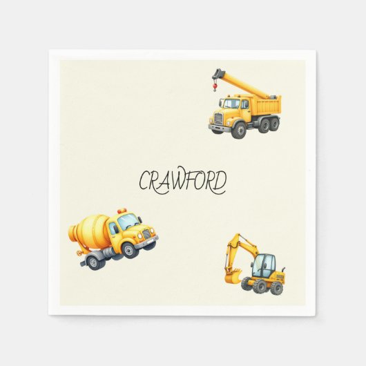 Jongensbouw Verjaardagsfeest Gepersonaliseerd Servet (Voorkant)