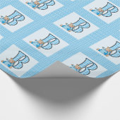 Jongensbrief 'B' met Teddy Bear en Blue Gingham Cadeaupapier (Hoek)