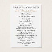 Jongenscommunie Katholieke herdenking Heilige Kaar Visitekaartje (Achterkant)