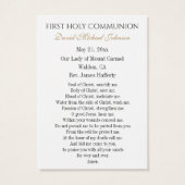 Jongenscommunie Katholieke herdenking Heilige Kaar Visitekaartje (Achterkant)