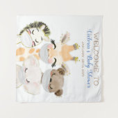 Jongensdieren met Masker Baby shower SQ achtergron Wandkleed (Voorkant (horizontaal))