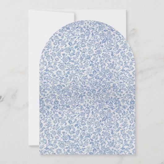 Jongensdoop Boog Blauw Wit Bloemen  Patroon Kaart (Achterkant)
