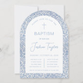 Jongensdoop Boog Blauw Wit Bloemen Patroon Kaart (Voorkant)