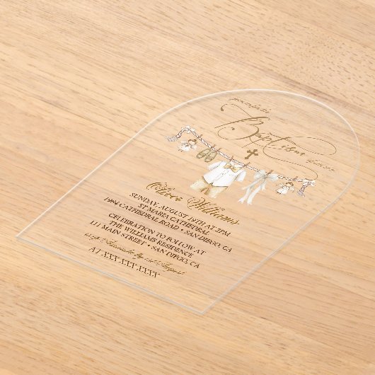 Jongensdoop doop acryl uitnodigingen (Laagn)