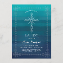 Jongensdoop, doopuitnodiging met kruis kaart