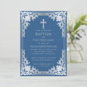 Jongensdoop Eerste Verjaardag  Classic Blue Kaart (Staand voorkant)