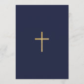 Jongensdoop Floral Gold Lijst Navy Blue Elegant Kaart (Achterkant)