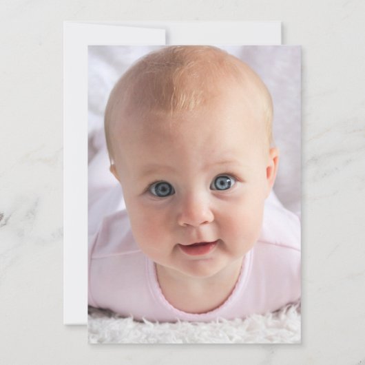 Jongensdoop Foto Klassiek Blauw Grijs Bloemen Kran Bedankkaart (Achterkant)