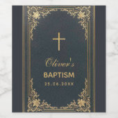 Jongensdoop  Goud Blauw Elegant Wijn Etiket (Enkel label)