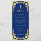 Jongensdoop Koninklijk Blauw Faux Goud Religieus K Menu (Voorkant)