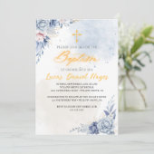 Jongensdoop Religieus Moderne Blauwe waterverf Kaart (Staand voorkant)