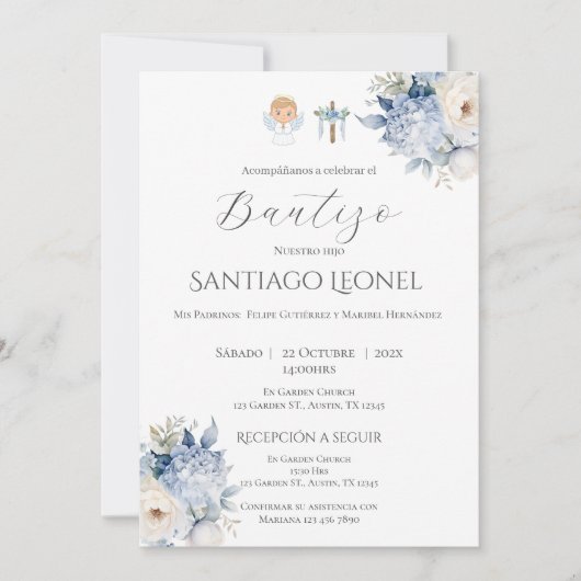 Jongensdoop uitnodiging in het Spaans Boho (Voorkant)