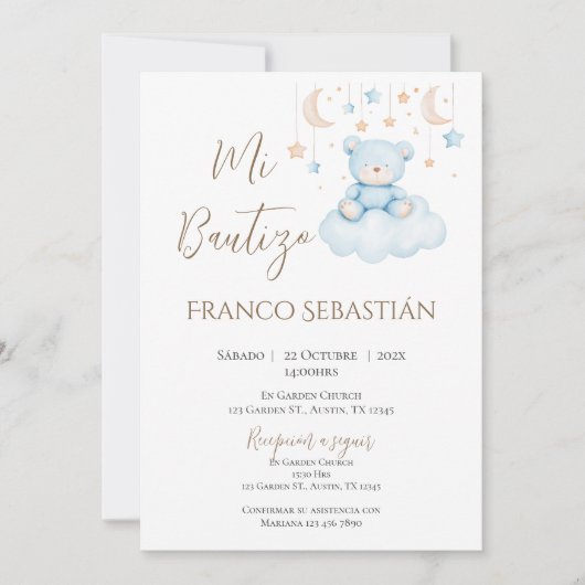 Jongensdoop uitnodiging in het Spaans Boho (Voorkant)