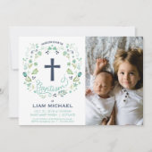 Jongensdoopuitnodiging - Foto, Aangepast,  Kaart (Voorkant)