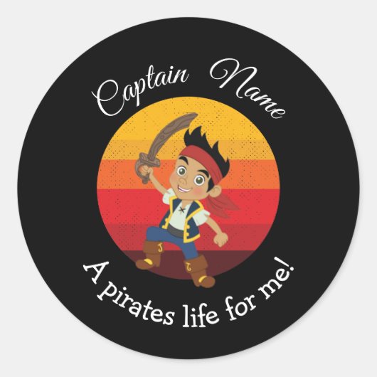 Jongensfeestje Pirate Ronde Sticker (Voorkant)