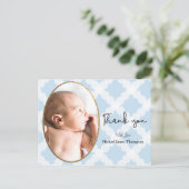 Jongensfoto Blauw Baby shower Bedankt Briefkaart (Staand voorkant)
