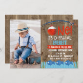 Jongensfoto zijn O-fish-al 1e verjaardag uitnodigi Kaart (Voorkant / Achterkant)