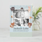 Jongensfoto's van babyhuisdieren voor geboorteaank aankondiging (Staand voorkant)