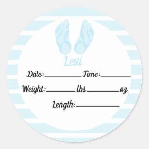 Jongensgeboorte aankondiging, blauw Baby shower Ronde Sticker