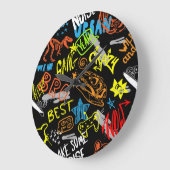 Jongensgraffiti: met de hand getekende koelte grote klok (Hoek)