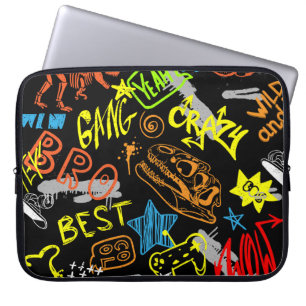 Jongensgraffiti: met de hand getekende koelte laptop sleeve