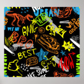 Jongensgraffiti: met de hand getekende koelte poster (Voorkant)