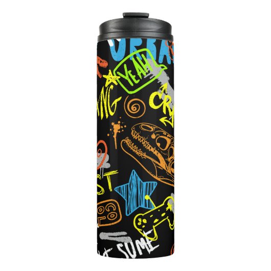 Jongensgraffiti: met de hand getekende koelte thermosbeker (Voorkant)