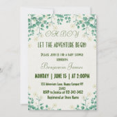 jongensgroen en wit Baby shower Uitnodiging (Voorkant)