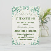 jongensgroen en wit Baby shower Uitnodiging (Staand voorkant)