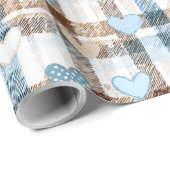 Jongenshartjes en geruite ruit cadeaupapier (Rol Hoek)