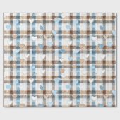 Jongenshartjes en geruite ruit cadeaupapier (Vlak)