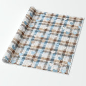 Jongenshartjes en geruite ruit cadeaupapier (Uitgerold)
