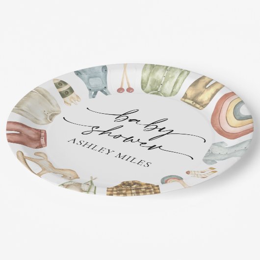 Jongenskleding Baby shower Papieren Bordje (Gekanteld)