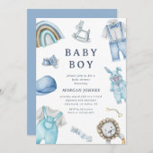 Jongenskleding Kwekerij baby shower uitnodiging (Voorkant / Achterkant)