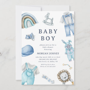 Jongenskleding Kwekerij baby shower uitnodiging