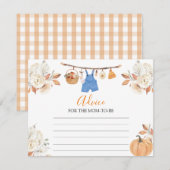 Jongenskleding Pompoen Baby shower advies voor mam Informatiekaartje (Voorkant / Achterkant)