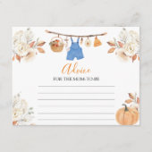 Jongenskleding Pompoen Baby shower advies voor mam Informatiekaartje (Voorkant)